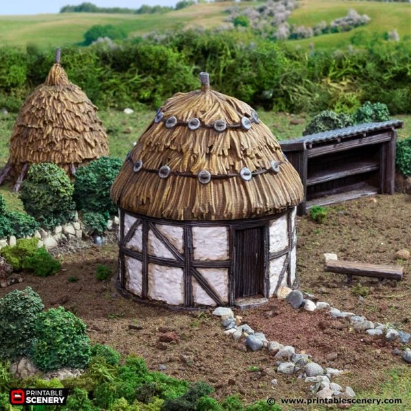 Small Round House - King and Country - Printable Scenery Terrain Wargaming D&D DnD 10mm 15mm 20mm 25mm 28mm 32mm 40mm 54mm