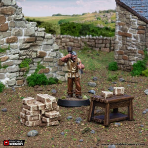 Stone Masons - King and Country - Printable Scenery Wargaming D&D DnD 28mm 32mm 40mm 54mm