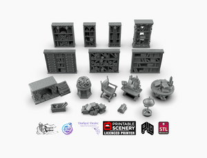 Dracul's Manor Study & Library Furnishing Set - Wargaming D&D DnD Vampire Dracula
