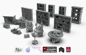 Dracul's Manor Study & Library Furnishing Set - Wargaming D&D DnD Vampire Dracula