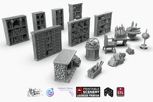 Dracul's Manor Study & Library Furnishing Set - Wargaming D&D DnD Vampire Dracula