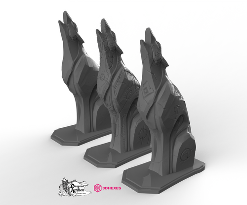 Stylized Wolf Statue - 3DHexes Wargaming Terrain D&D DnD