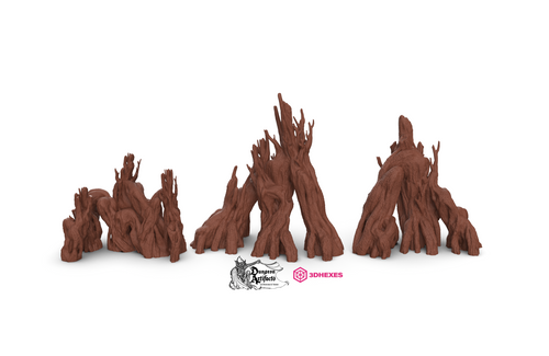 Swamp Tree Walls - 3DHexes Wargaming Terrain D&D DnD