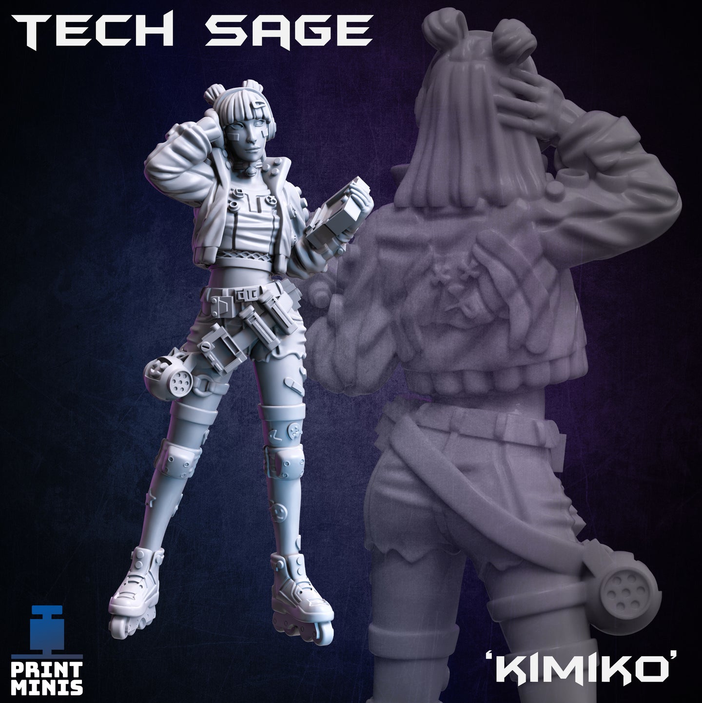 Kimiko the Tech Sage - Night Market - Print Minis - Wargaming D&D DnD