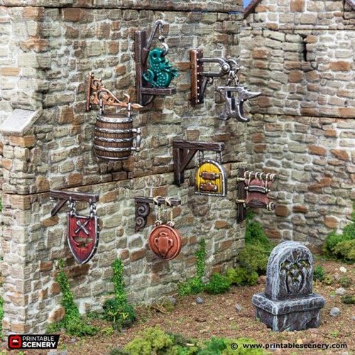 Trade Signs - King and Country - Printable Scenery Wargaming D&D DnD 28mm 32mm 40mm 54mm 75mm