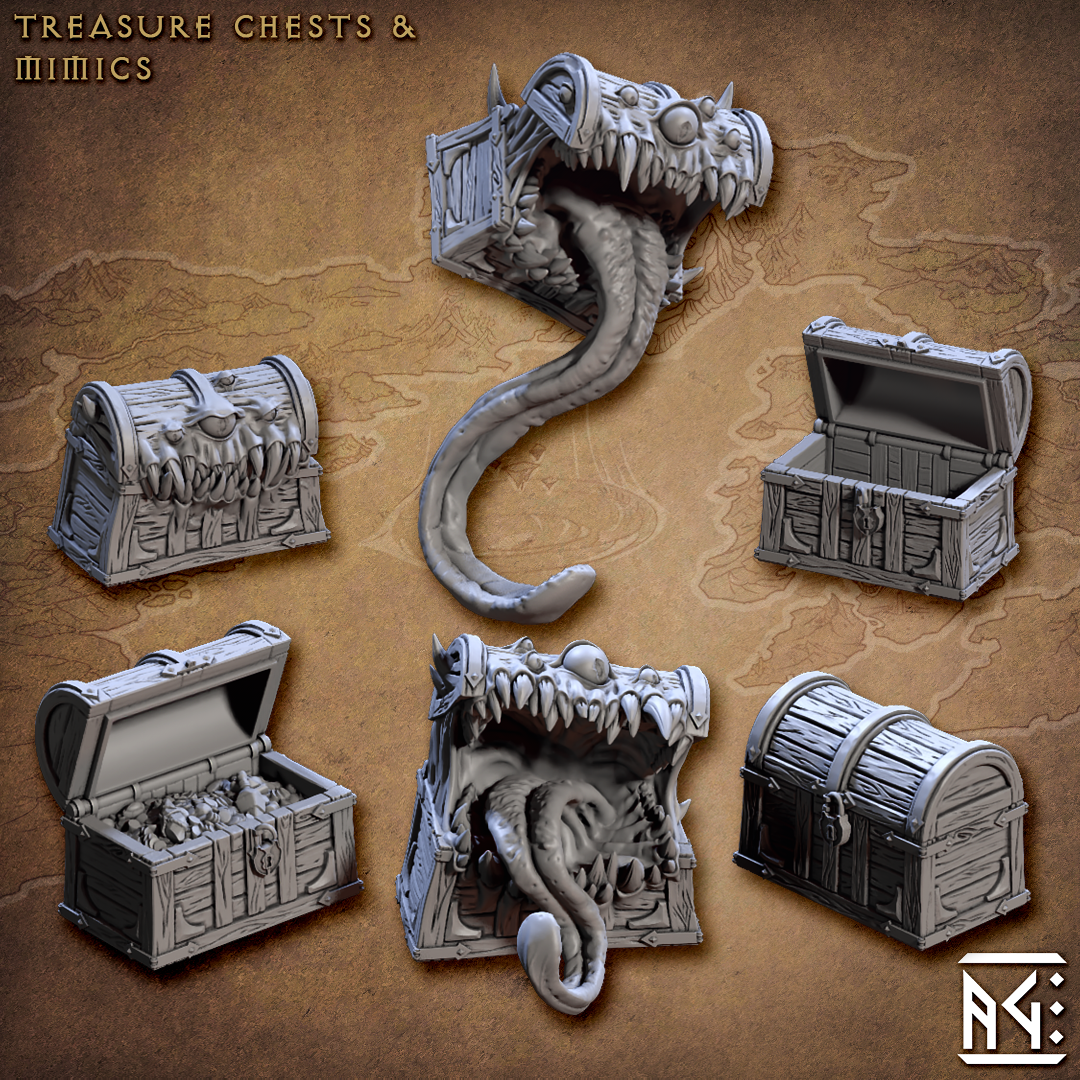 Treasure Chests and Mimics - Arcanist Guild - Artisan Guild Minis Wargaming D&D DnD