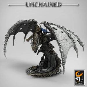King Olaf Mounted on Armored Unchained Dragon - Unchained - Lord of the Print - Wargaming D&D DnD