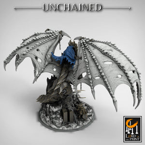 King Olaf Mounted on Armored Unchained Dragon - Unchained - Lord of the Print - Wargaming D&D DnD