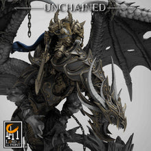 Load image into Gallery viewer, King Olaf Mounted on Armored Unchained Dragon - Unchained - Lord of the Print - Wargaming D&amp;D DnD