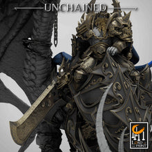 Load image into Gallery viewer, King Olaf Mounted on Armored Unchained Dragon - Unchained - Lord of the Print - Wargaming D&amp;D DnD