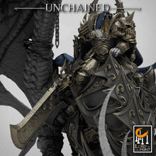Load image into Gallery viewer, King Olaf Mounted on Armored Unchained Dragon - Unchained - Lord of the Print - Wargaming D&amp;D DnD