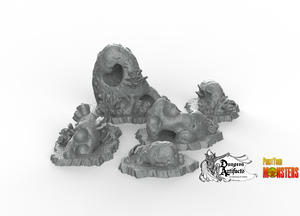 Underwater Stone Caves - Fantastic Plants and Rocks Vol. 2 - Print Your Monsters - Wargaming D&D DnD