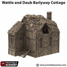 Load image into Gallery viewer, Wattle and Daub Barlyway Cottage - King and Country - Printable Scenery Terrain Wargaming D&amp;D DnD 10mm 15mm 20mm 25mm 28mm 32mm 40mm 54mm Painted options