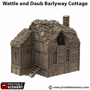Wattle and Daub Barlyway Cottage - King and Country - Printable Scenery Terrain Wargaming D&D DnD 10mm 15mm 20mm 25mm 28mm 32mm 40mm 54mm Painted options