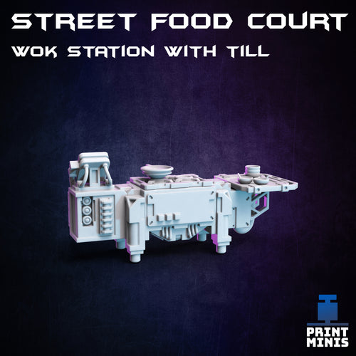 Street Food Court Wok Station with Till - Night Market - Print Minis - Wargaming D&D DnD