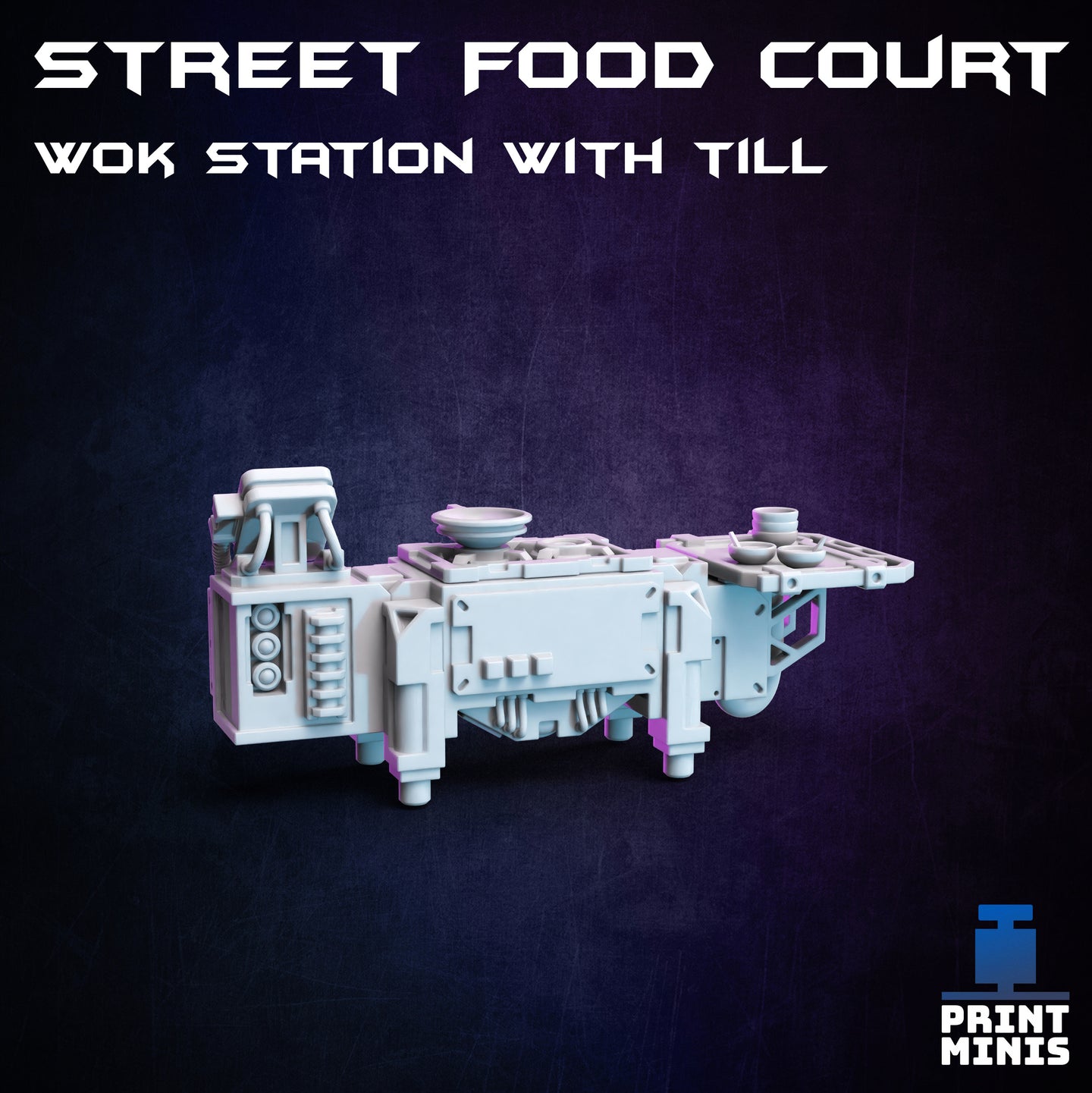 Street Food Court Wok Station with Till - Night Market - Print Minis - Wargaming D&D DnD