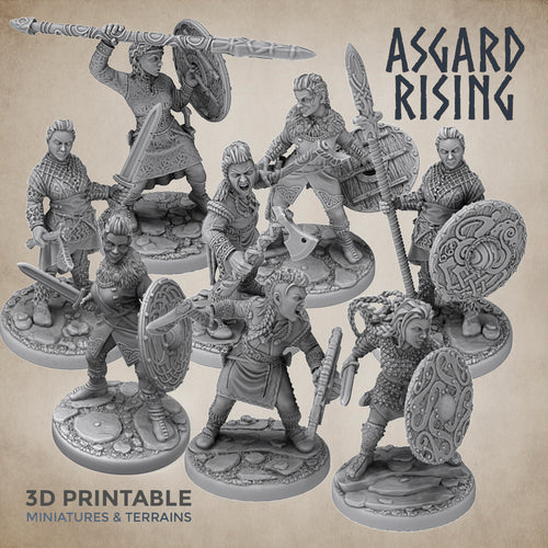 Midgard Shieldmaiden Viking Warband Set - Asgard Rising Miniatures - Wargaming D&D DnD