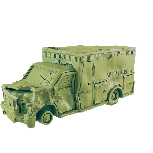 Wrecked Ambulance - Beyond the Badlands - EC3D - Wasteland Terrain Wargaming D&D DnD 15mm 20mm 25mm 28mm 32mm 40mm 54mm 75mm