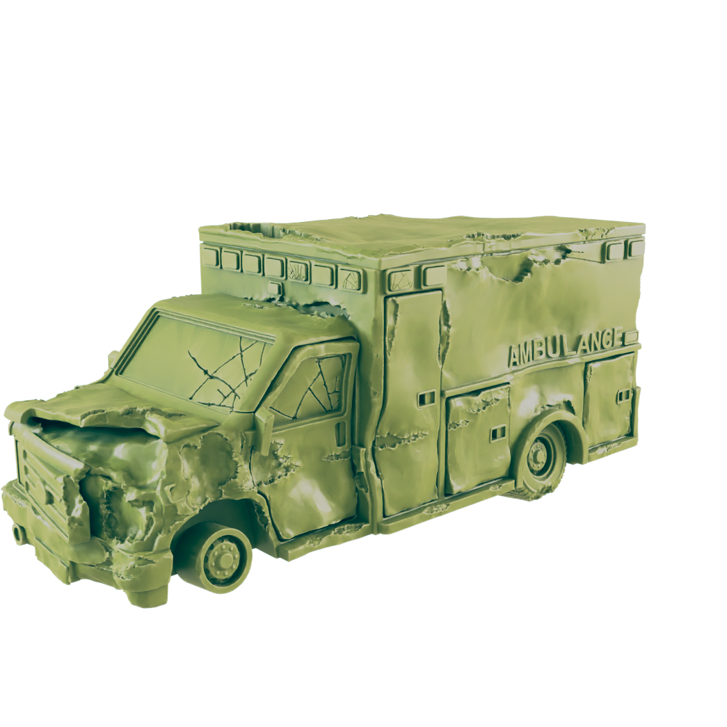 Wrecked Ambulance - Beyond the Badlands - EC3D - Wasteland Terrain Wargaming D&D DnD 15mm 20mm 25mm 28mm 32mm 40mm 54mm 75mm
