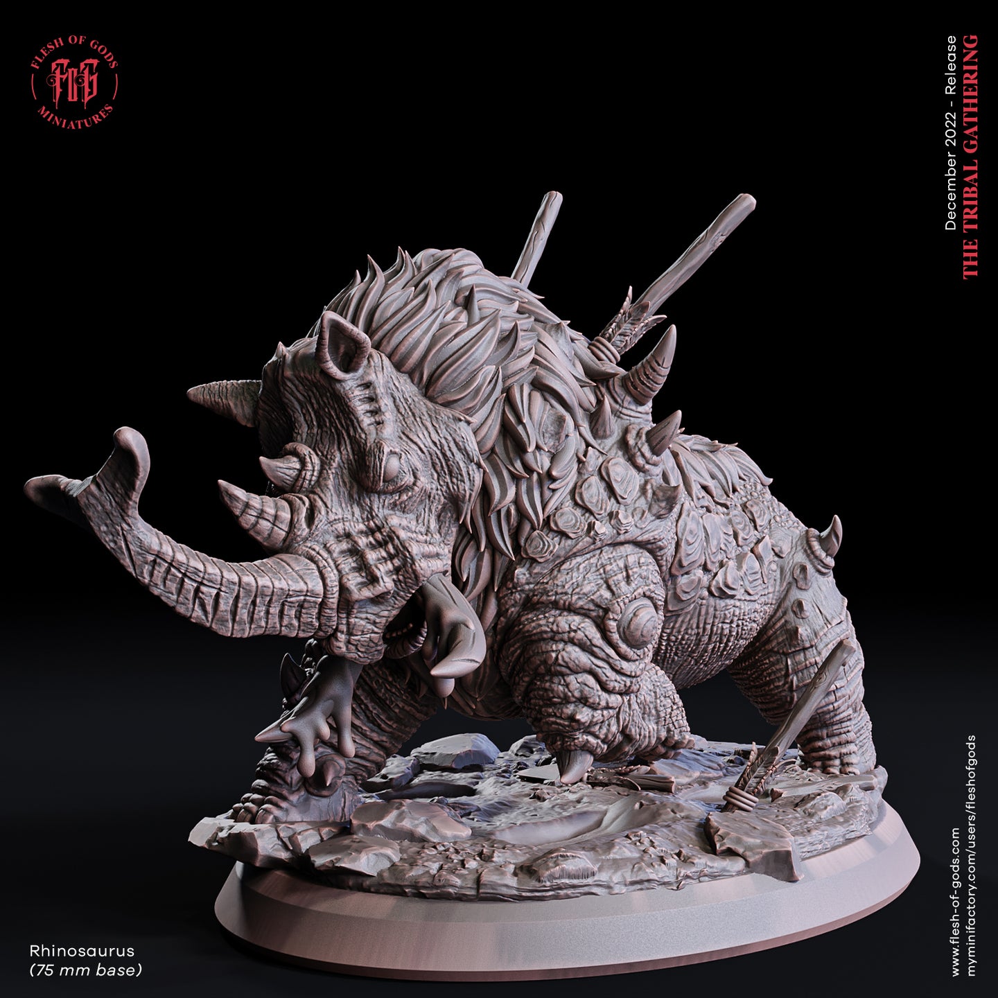 Rhinosaurus - The Tribal Gathering - Flesh of Gods - Wargaming D&D DnD