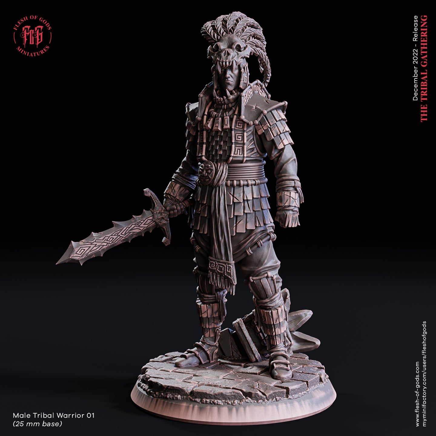 Male Tribal Warrior 1 - The Tribal Gathering - Flesh of Gods - Wargaming D&D DnD