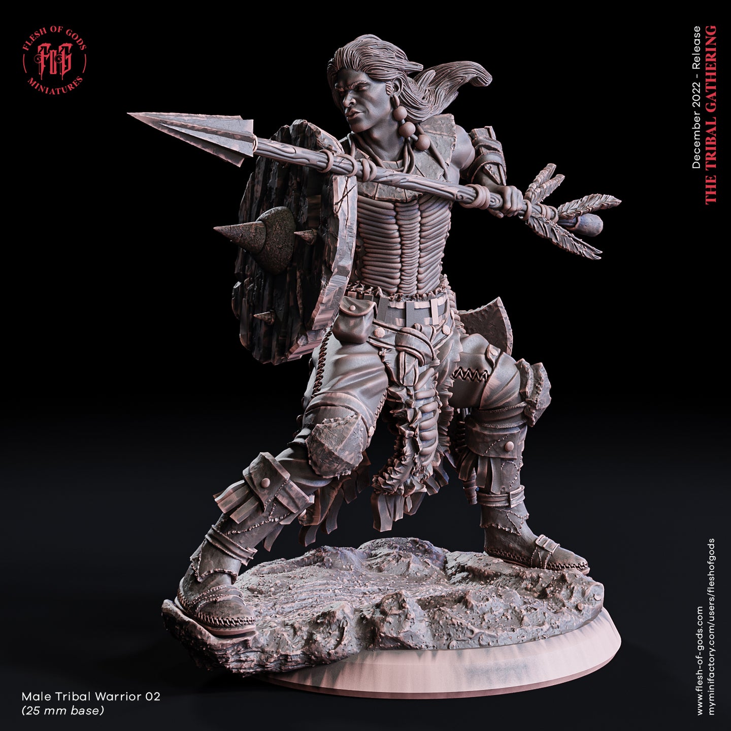 Male Tribal Warrior 2 - The Tribal Gathering - Flesh of Gods - Wargaming D&D DnD