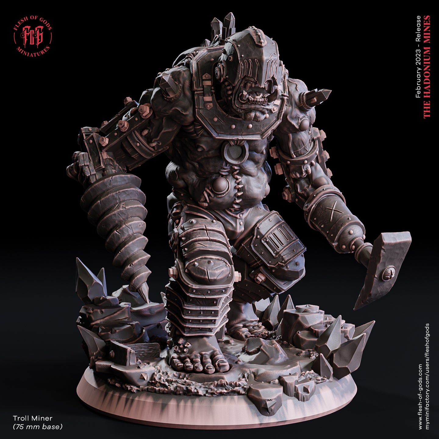 Troll Miner - The Hadonium Mines - Flesh of Gods - Wargaming D&D DnD