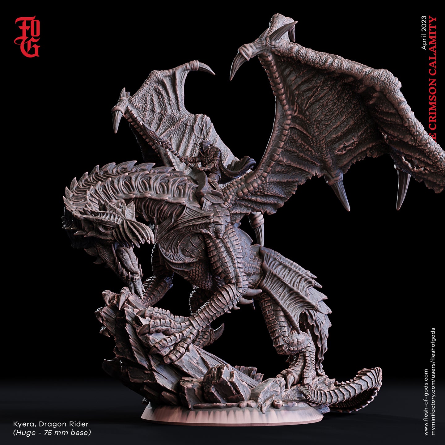 Kyera, Dragon Rider - The Crimson Calamity - Flesh of Gods - Wargaming D&D DnD
