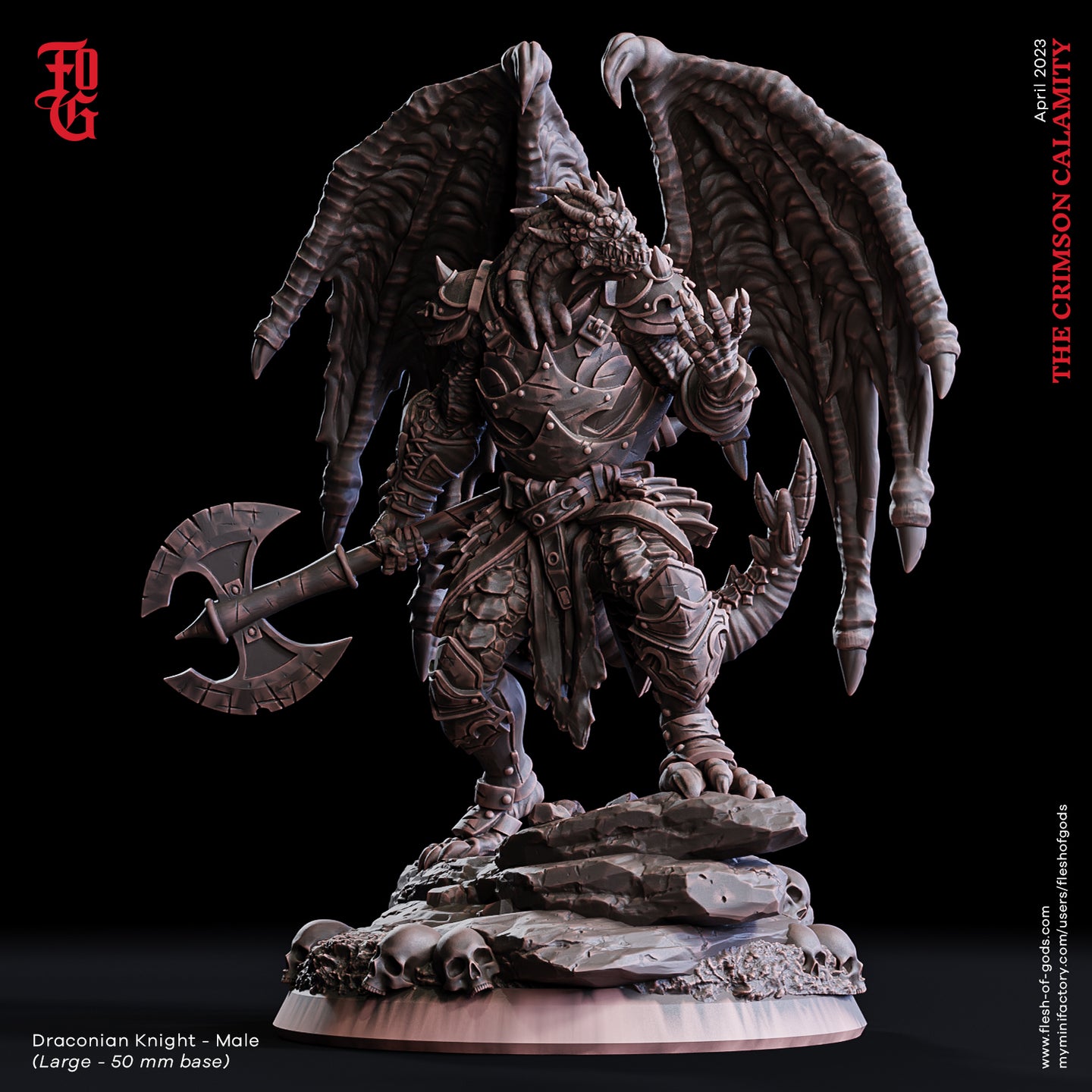 Draconian Knight - Male - The Crimson Calamity - Flesh of Gods - Wargaming D&D DnD