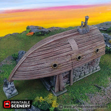 Load image into Gallery viewer, Boat House - The Lost Islands 28mm Wargaming Terrain D&amp;D DnD