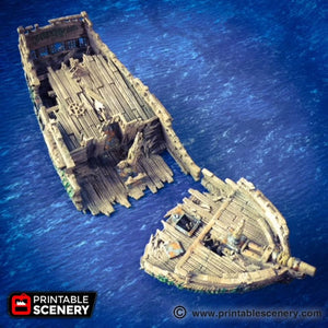 The Wreck - The Lost Islands 15mm 28mm 32mm Wargaming Terrain D&D, DnD
