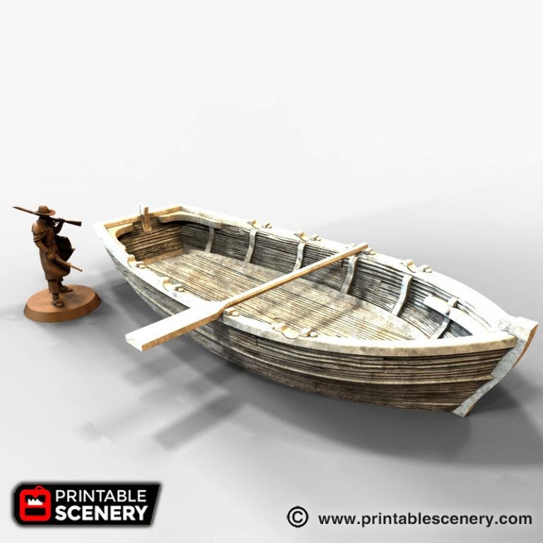 Long Boat - Row Boat - The Lost Islands 28mm 32mm Wargaming Terrain D&D, DnD