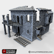 Load image into Gallery viewer, Ruined Port Tavern - The Lost Islands 15mm 28mm 32mm Wargaming Terrain D&amp;D, DnD
