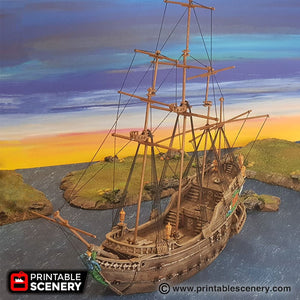 The Galleon - 15mm 28mm 32mm The Lost Islands Wargaming Terrain D&D, DnD