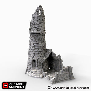 Ruined Lighthouse - The Lost Islands 15mm 28mm 32mm Wargaming Terrain D&D, DnD