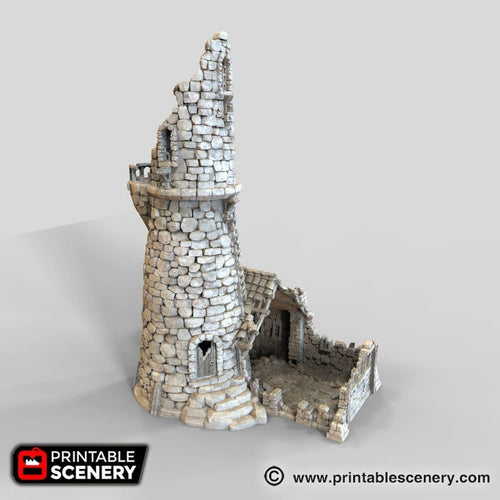 Ruined Lighthouse - The Lost Islands 15mm 28mm 32mm Wargaming Terrain D&D, DnD