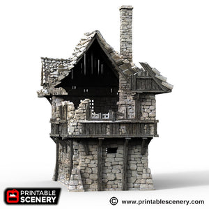 Ruined Port House - The Lost Islands 15mm 28mm 32mm Wargaming Terrain D&D, DnD