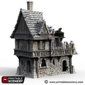 Ruined Port House - The Lost Islands 15mm 28mm 32mm Wargaming Terrain D&D, DnD