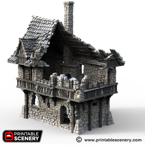 Ruined Port House - The Lost Islands 15mm 28mm 32mm Wargaming Terrain D&D, DnD