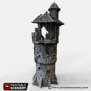 Ruined Wizard Tower - The Lost Islands 15mm 28mm 32mm Wargaming Terrain D&D, DnD