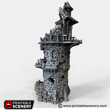 Load image into Gallery viewer, Ruined Wizard Tower - The Lost Islands 15mm 28mm 32mm Wargaming Terrain D&amp;D, DnD