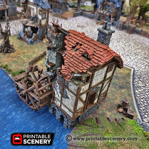 Ruined Water Mill - Dwarves, Elves and Demons 15mm 28mm 32mm Wargaming Terrain D&D, DnD