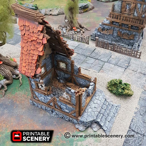 Ruined Small Cottage - The Lost Islands 28mm 32mm Wargaming Terrain D&D, DnD