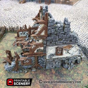 Ruined War Cottage - Dwarves, Elves and Demons 28mm 32mm Wargaming Terrain D&D, DnD