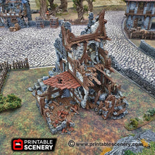 Load image into Gallery viewer, Ruined War Cottage - Dwarves, Elves and Demons 28mm 32mm Wargaming Terrain D&amp;D, DnD