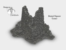 Load image into Gallery viewer, Ruined Square Tower - Fantasy Scenery 28mm 32mm Wargaming Terrain D&amp;D, DnD
