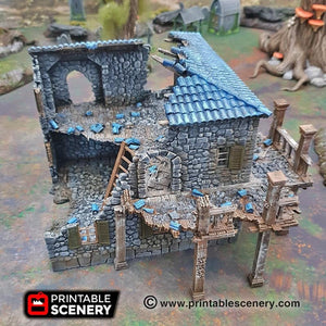 Ruined Port Tavern - The Lost Islands 15mm 28mm 32mm Wargaming Terrain D&D, DnD