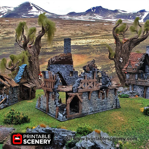 Ruined Port Merchant - The Lost Islands 15mm 28mm 32mm Wargaming Terrain D&D, DnD