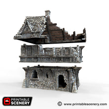 Load image into Gallery viewer, Ruined Port House - The Lost Islands 15mm 28mm 32mm Wargaming Terrain D&amp;D, DnD