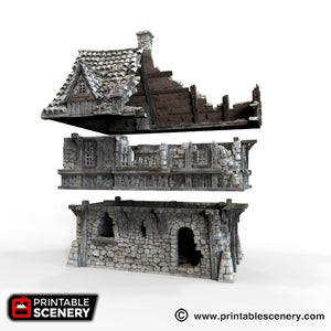 Ruined Port House - The Lost Islands 15mm 28mm 32mm Wargaming Terrain D&D, DnD